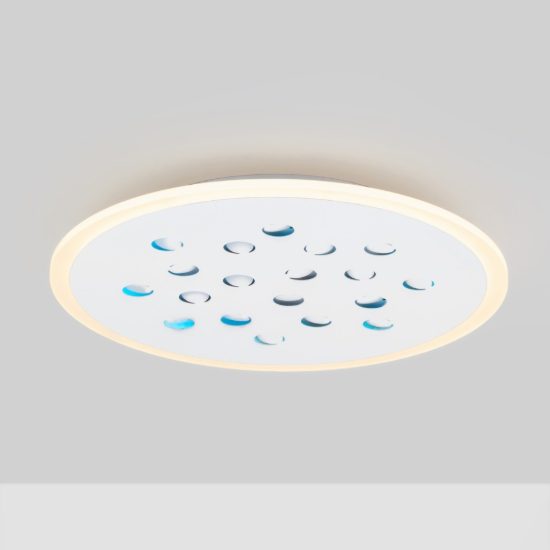 Plafoniera tonda con decoro a foglie led 30w dimmerabile rgb per cucina contemporanea bianca