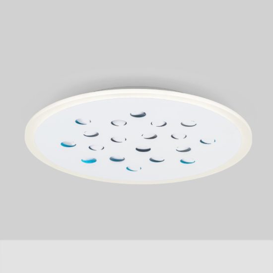 Plafoniera tonda con decoro a foglie led 30w dimmerabile rgb per cucina contemporanea bianca