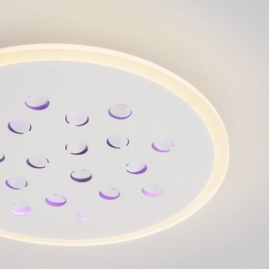 Plafoniera tonda con decoro a foglie led 30w dimmerabile rgb per cucina contemporanea bianca