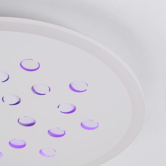 Plafoniera tonda con decoro a foglie led 30w dimmerabile rgb per cucina contemporanea bianca