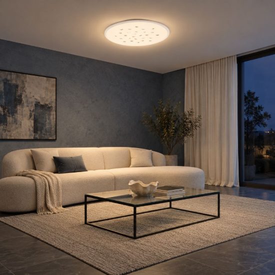 Plafoniera tonda con decoro a foglie led 40w dimmerabile rgb per soggiorno contemporanea bianca