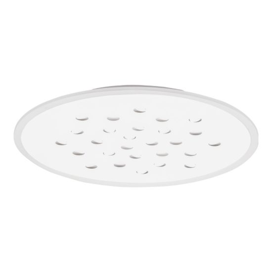 Plafoniera tonda con decoro a foglie led 40w dimmerabile rgb per soggiorno contemporanea bianca
