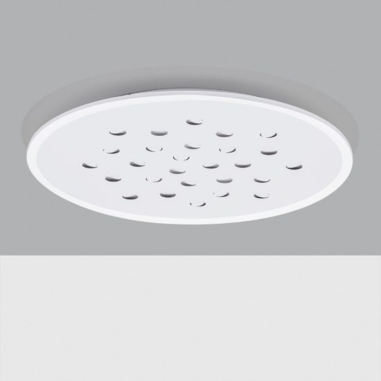 Plafoniera tonda con decoro a foglie led 40w dimmerabile rgb per soggiorno contemporanea bianca