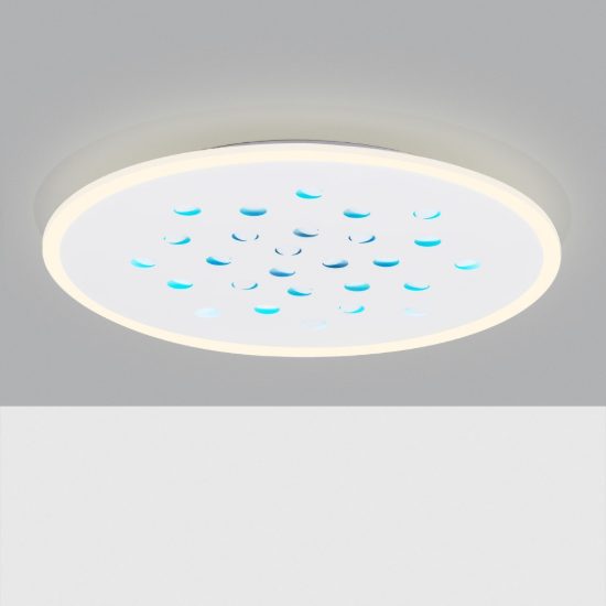 Plafoniera tonda con decoro a foglie led 40w dimmerabile rgb per soggiorno contemporanea bianca