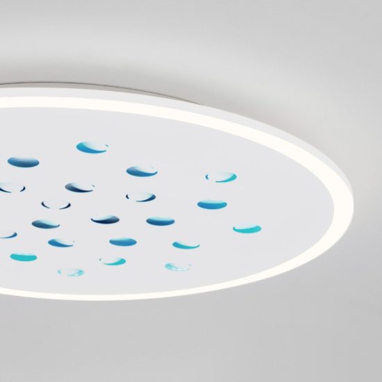 Plafoniera tonda con decoro a foglie led 40w dimmerabile rgb per soggiorno contemporanea bianca