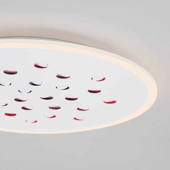 Plafoniera tonda con decoro a foglie led 40w dimmerabile rgb per soggiorno contemporanea bianca