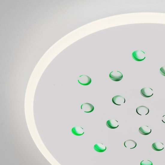 Plafoniera tonda con decoro a foglie led 40w dimmerabile rgb per soggiorno contemporanea bianca