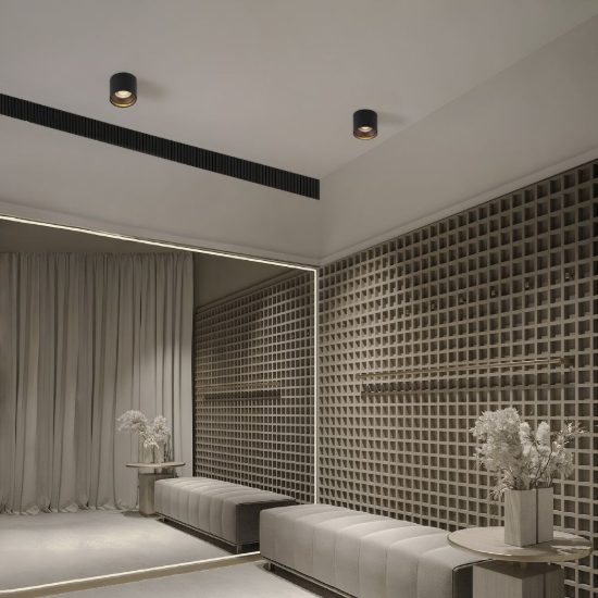 Faretto da soffitto a cilindro led 16w 3000k per corridoio moderno nero sabbiato