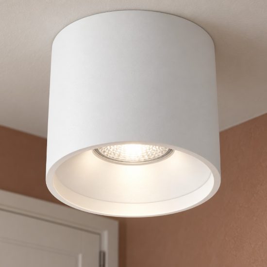 Faretto da soffitto a cilindro led 16w 3000k per ingresso moderno bianco sabbiato