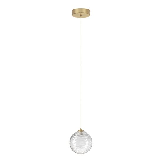 Lampada a sospensione con sfera led 5w 2700k per cucina contemporanea oro ottone
