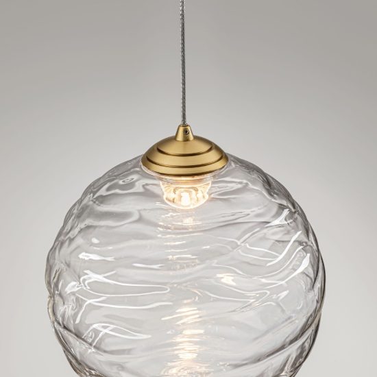 Lampada a sospensione con sfera led 5w 2700k per cucina contemporanea oro ottone