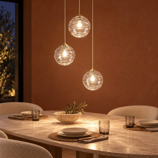 Lampadario a sospensione a sfere led 12w 2700k dimmerabile per sala da pranzo oro ottone