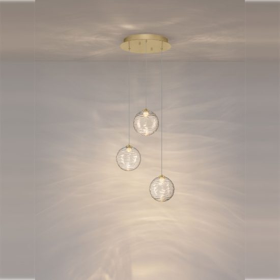 Lampadario a sospensione a sfere led 12w 2700k dimmerabile per sala da pranzo oro ottone