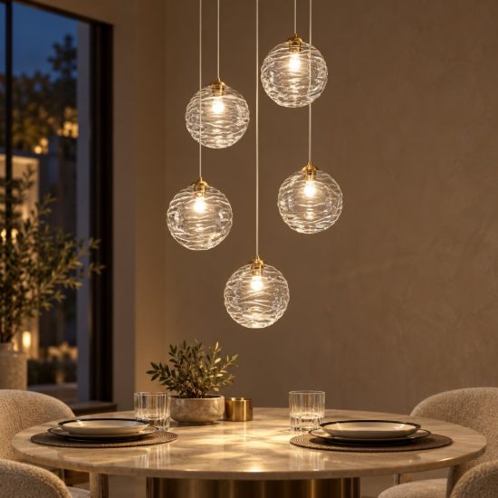 Lampadario a sospensione a sfere led 20w 2700k dimmerabile per soggiorno oro ottone