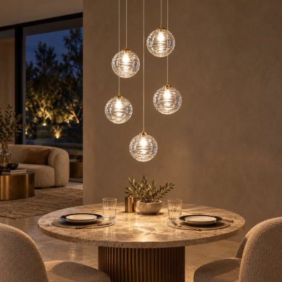 Lampadario a sospensione a sfere led 20w 2700k dimmerabile per soggiorno oro ottone