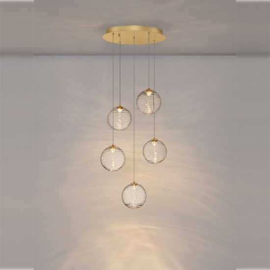 Lampadario a sospensione a sfere led 20w 2700k dimmerabile per soggiorno oro ottone