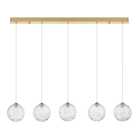 Lampadario a sospensione lineare a sfere led 20w 2700k dimmerabile per sala da pranzo oro ottone