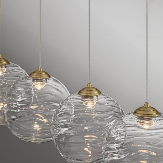 Lampadario a sospensione lineare a sfere led 20w 2700k dimmerabile per sala da pranzo oro ottone