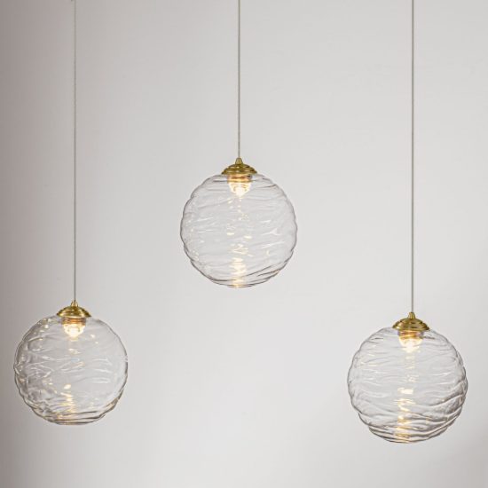 Lampadario a sospensione lineare a sfere led 20w 2700k dimmerabile per sala da pranzo oro ottone