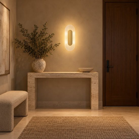 Applique da parete ovale in vetro rigato led 6w 3000k per soggiorno oro ottone