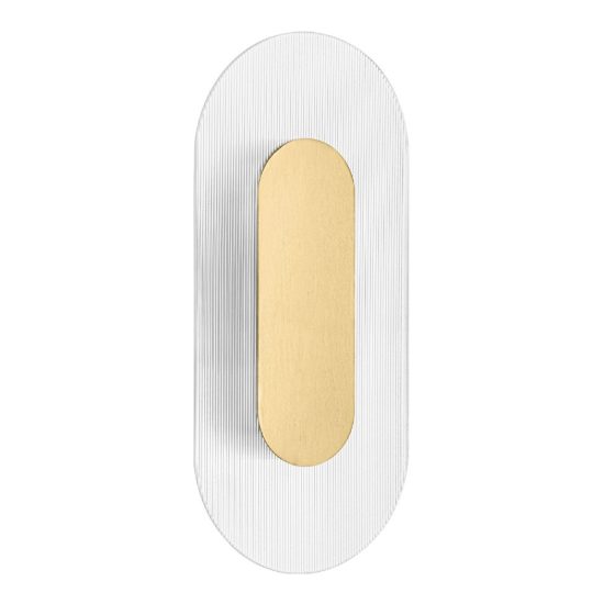 Applique da parete ovale in vetro rigato led 6w 3000k per soggiorno oro ottone