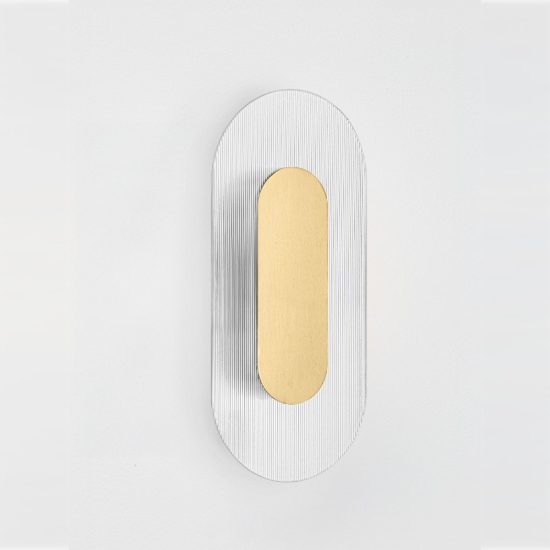 Applique da parete ovale in vetro rigato led 6w 3000k per soggiorno oro ottone