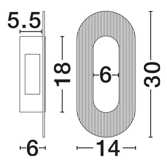Applique da parete ovale in vetro rigato led 6w 3000k per soggiorno oro ottone