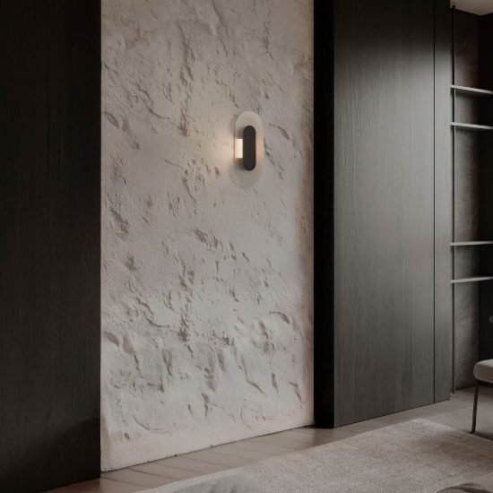 Applique da parete ovale in vetro rigato led 6w 3000k per soggiorno nera