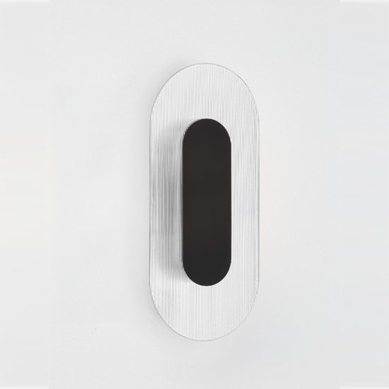 Applique da parete ovale in vetro rigato led 6w 3000k per soggiorno nera