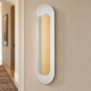 Applique da parete ovale in vetro rigato led 12w 3000k per soggiorno oro ottone