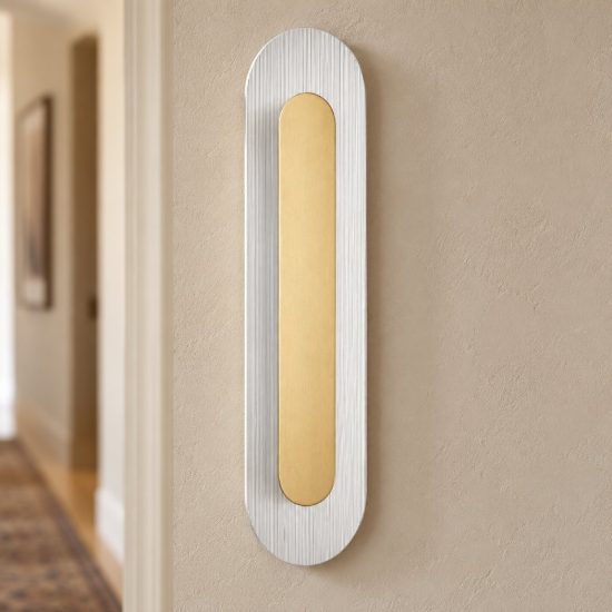 Applique da parete ovale in vetro rigato led 12w 3000k per soggiorno oro ottone