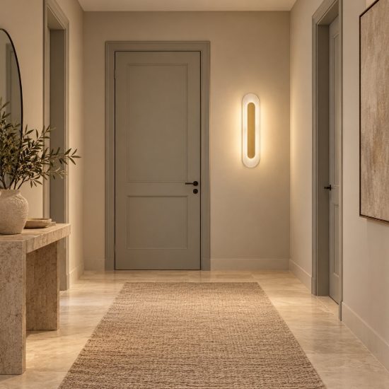 Applique da parete ovale in vetro rigato led 12w 3000k per soggiorno oro ottone