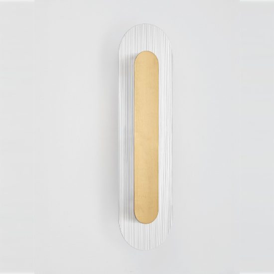 Applique da parete ovale in vetro rigato led 12w 3000k per soggiorno oro ottone