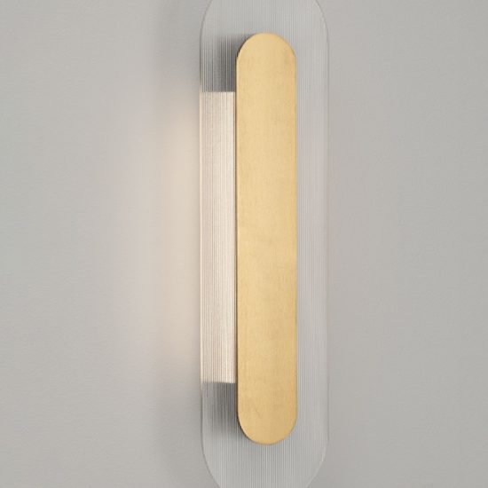 Applique da parete ovale in vetro rigato led 12w 3000k per soggiorno oro ottone