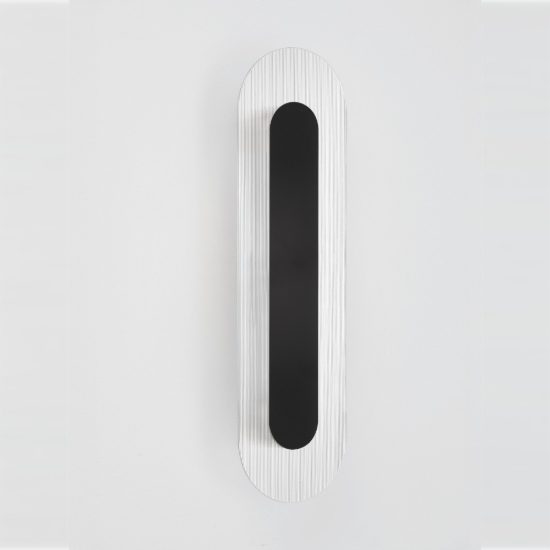 Applique da parete ovale in vetro rigato led 12w 3000k per soggiorno nera