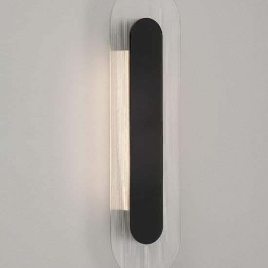 Applique da parete ovale in vetro rigato led 12w 3000k per soggiorno nera