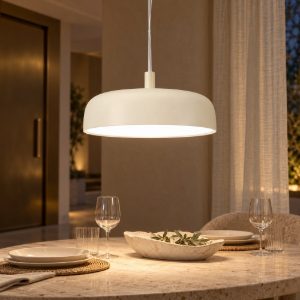 Lampadario a sospensione a disco led 27w 2700k dimmerabile per ingresso moderno crema