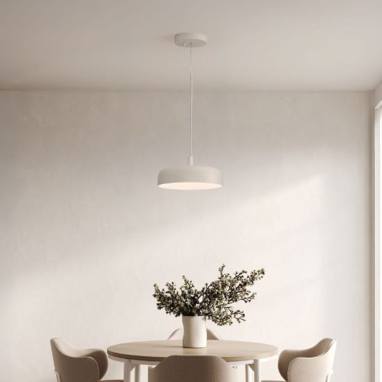 Lampadario a sospensione a disco led 27w 2700k dimmerabile per ingresso moderno crema