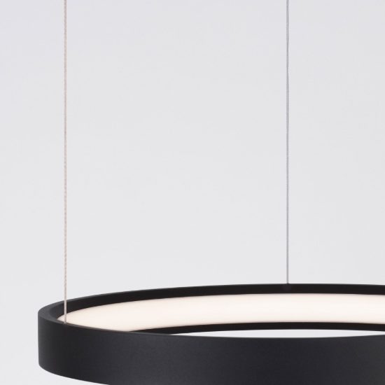 Lampadario a sospensione ad anello led 22w 3000k dimmerabile per ingresso nero sabbiato