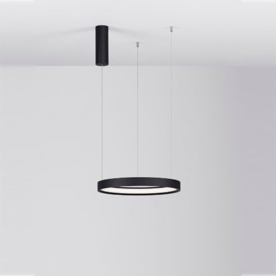 Lampadario a sospensione ad anello led 22w 3000k dimmerabile per ingresso nero sabbiato