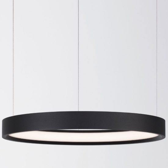 Lampadario a sospensione ad anello led 22w 3000k dimmerabile per ingresso nero sabbiato