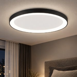 Plafoniera tonda ultrapiatta led 30w 2700k dimmerabile moderna nera sabbiata