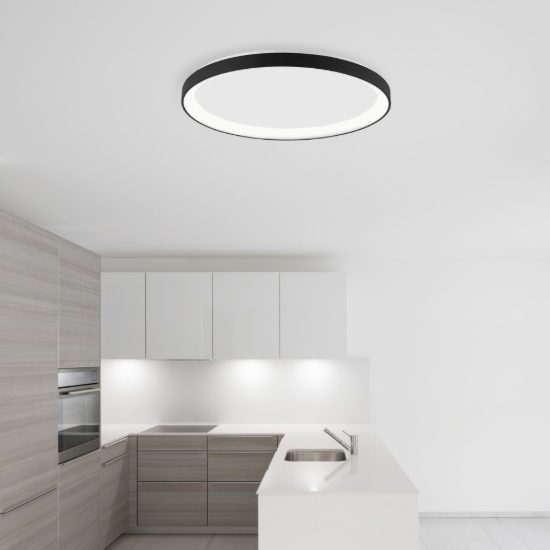 Plafoniera tonda ultrapiatta led 30w 2700k dimmerabile moderna nera sabbiata