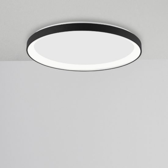 Plafoniera tonda ultrapiatta led 30w 2700k dimmerabile moderna nera sabbiata