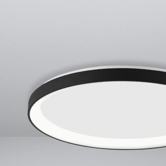 Plafoniera tonda ultrapiatta led 30w 2700k dimmerabile moderna nera sabbiata