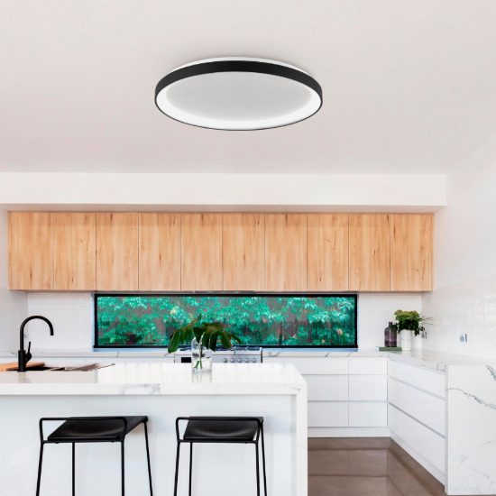Plafoniera tonda ultrapiatta led 50w 2700k dimmerabile moderna nera sabbiata