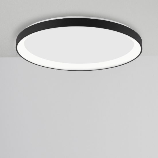 Plafoniera tonda ultrapiatta led 50w 2700k dimmerabile moderna nera sabbiata