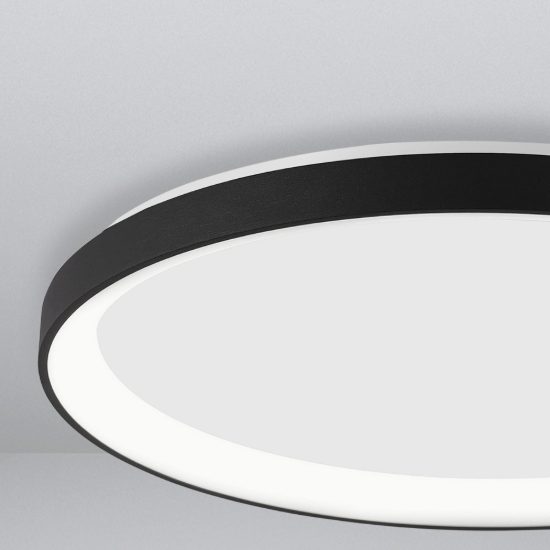 Plafoniera tonda ultrapiatta led 50w 2700k dimmerabile moderna nera sabbiata