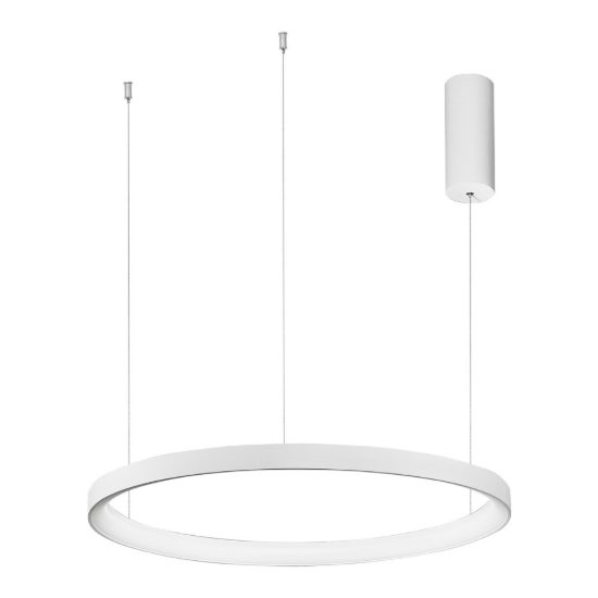Lampadario a sospensione ad anello led 48w 2700k dimmerabile per soggiorno moderno bianco sabbiato