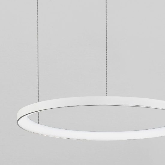 Lampadario a sospensione ad anello led 48w 2700k dimmerabile per soggiorno moderno bianco sabbiato